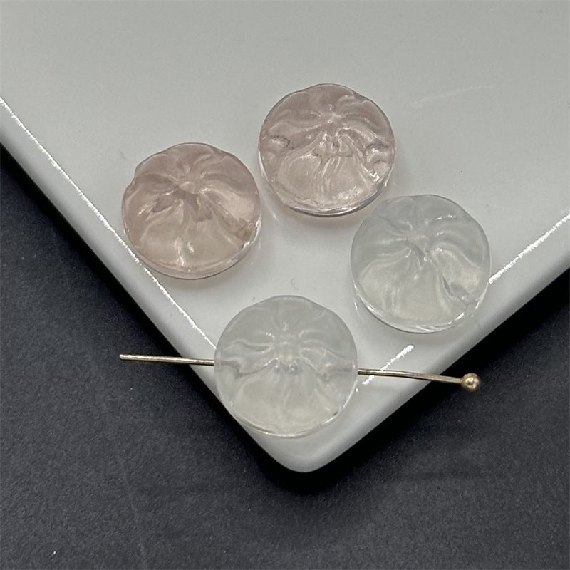 Small Steamed Bun Glass Beads 14mm Glossy Transparent Pastel 100pcs 2