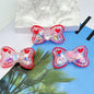 Hand Painted Bow Acrylic Beads 40mm Colorful Heart Design 5pcs 10