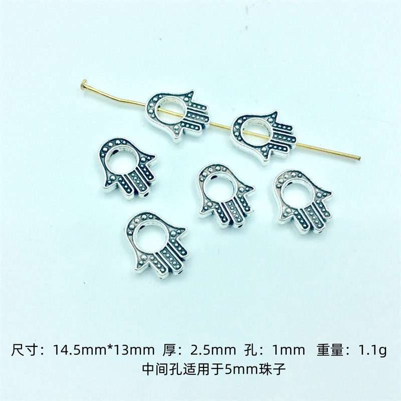 Hamsa Evil Eye Metal Beads Spiritual Silver Black Alloy 100pcs 8