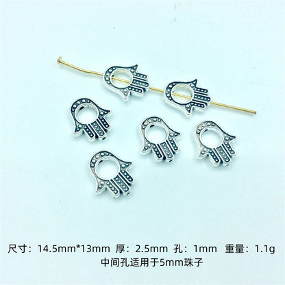 Hamsa Evil Eye Metal Beads Spiritual Silver Black Alloy 100pcs 8