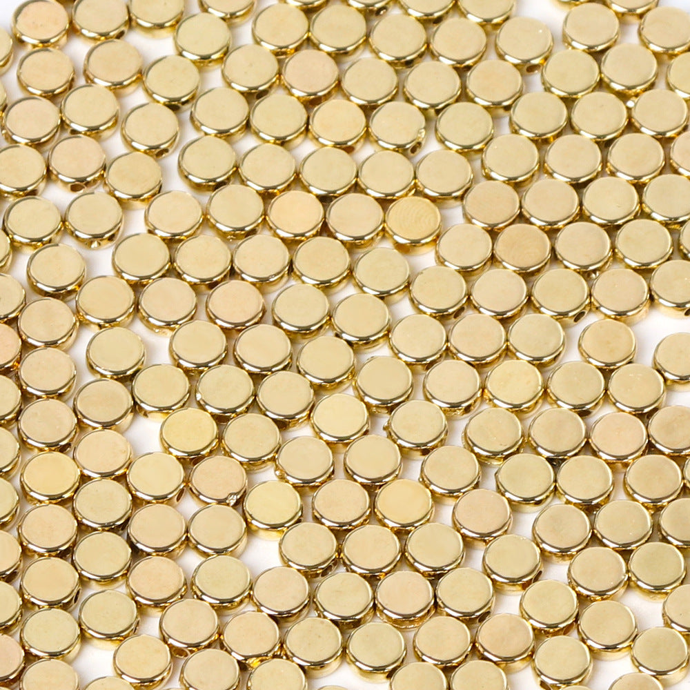 Smooth Flat Round CCB Plastic Acrylic Beads 6mm Metallic Gold 200pcs 6