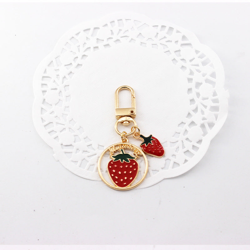 Alloy Avocado Orange Fruit Keychain Metal Colorful Glossy Finish 8
