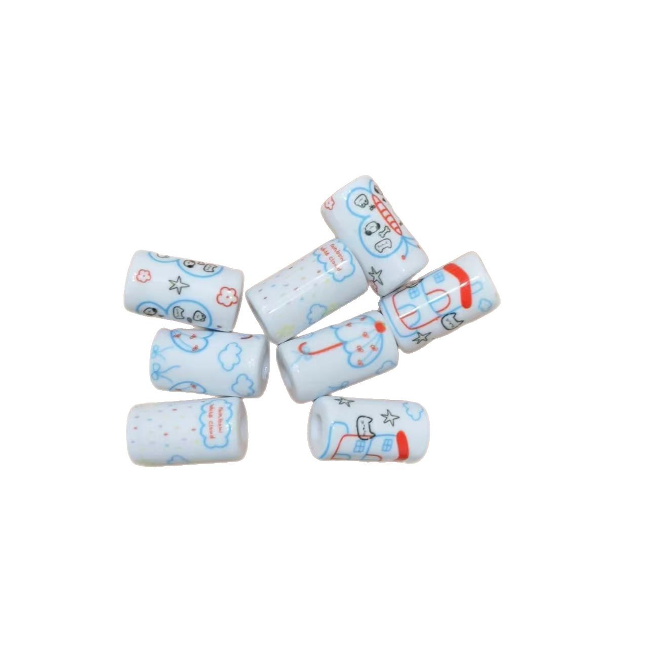 Painted Umbrella Butterfly Pattern Acrylic Tube Beads 20mm 10pcs 3