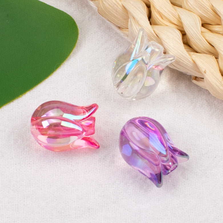 Transparent Plating Tulip Acrylic Beads 12x16mm Colorful 20pcs 3