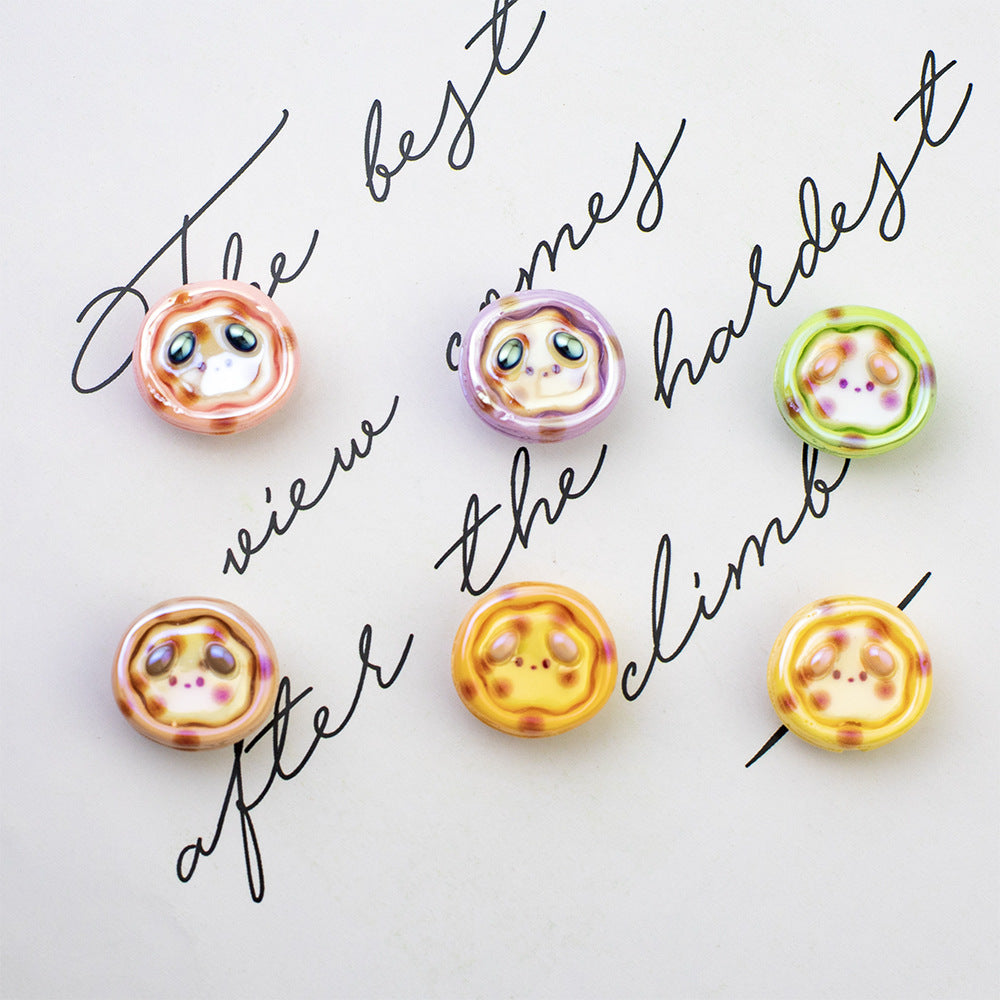 Plating Pochacco Egg Tart Resin Beads 19mm Glossy Pastel Colors 10pcs 2