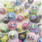 Plating Labub Head Printed Acrylic Beads 16mm Metallic Pastel 100pcs 2