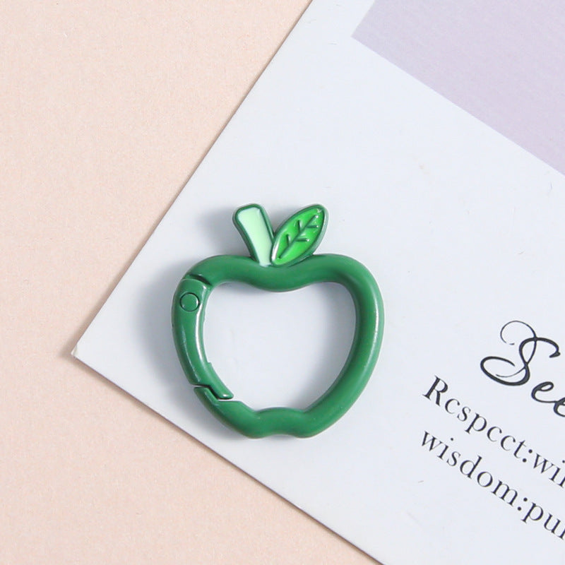 Zinc Alloy Apple Shape Trigger Spring Key Rings 3cm 6pcs 13