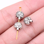 3D Life Tree Metal Beads 8mm Vintage Antique Silver Tone 60pcs 2