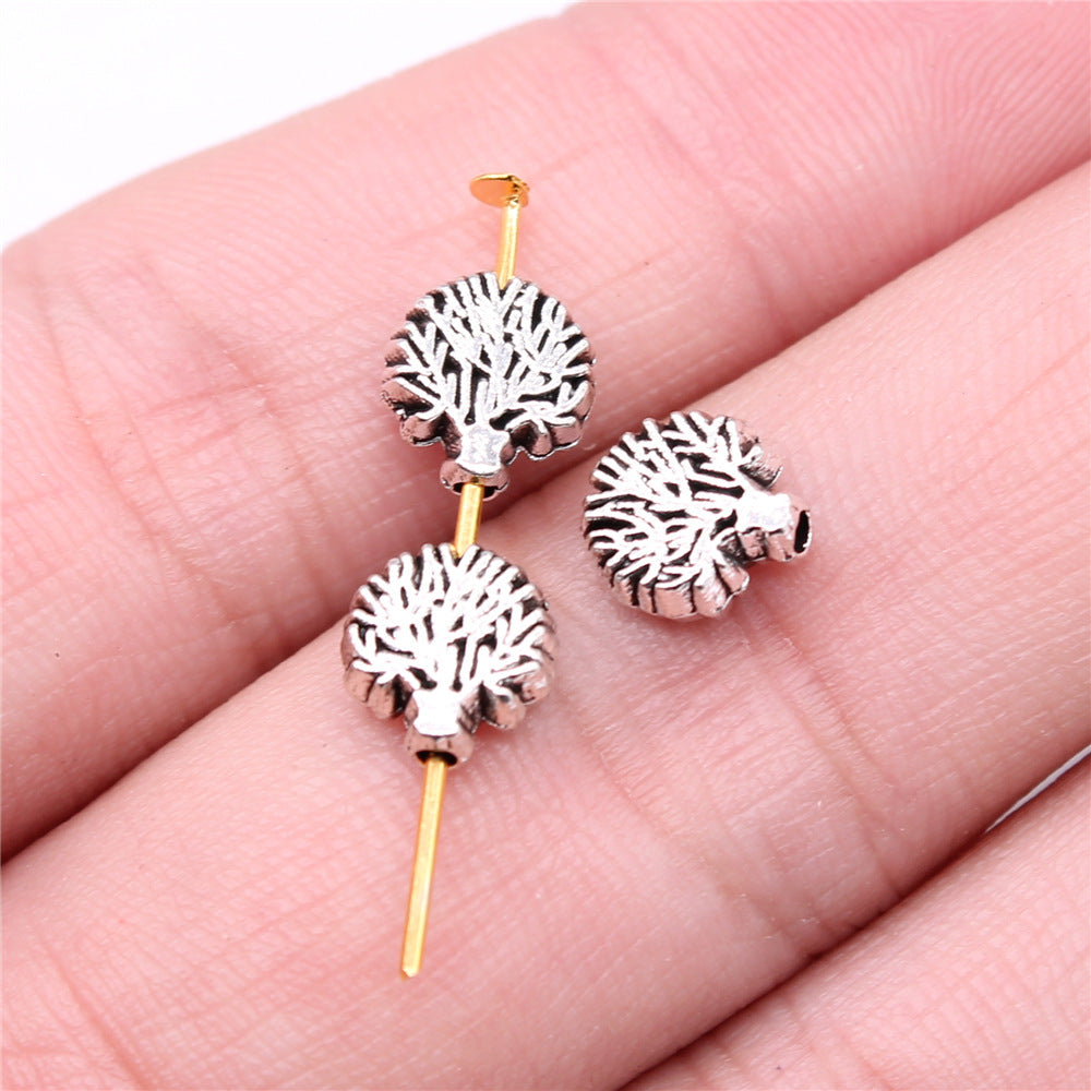 3D Life Tree Metal Beads 8mm Vintage Antique Silver Tone 60pcs 2