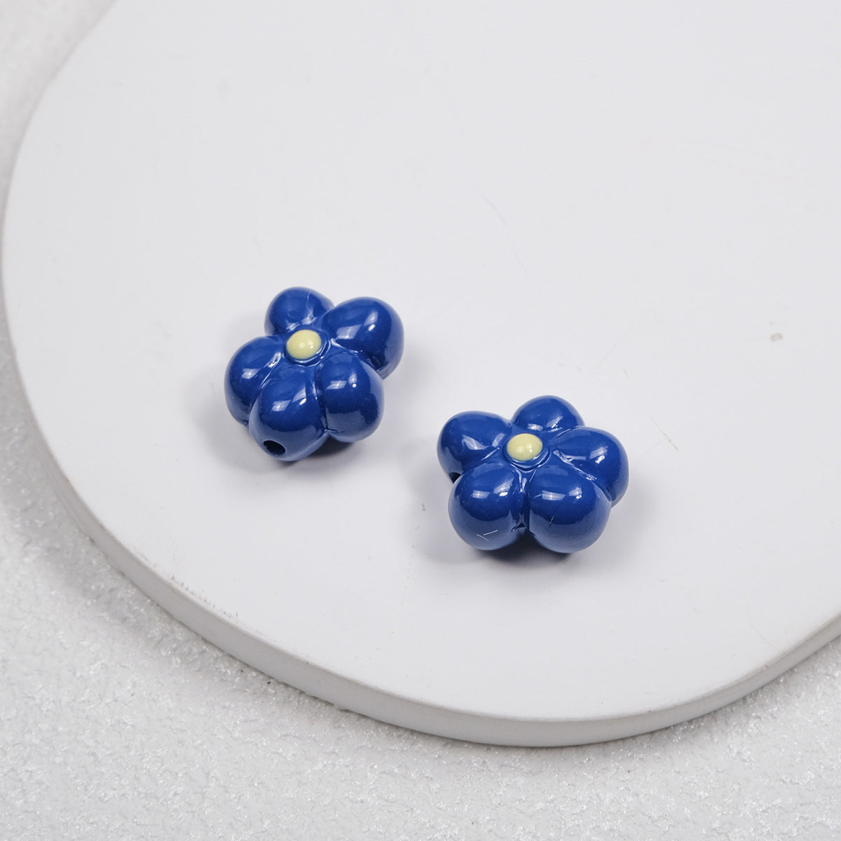 Hand Painted Irregular Flower Acrylic Beads 16mm Enamel Finish 50pcs 15