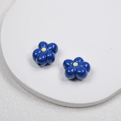 Hand Painted Irregular Flower Acrylic Beads 16mm Enamel Finish 50pcs 15