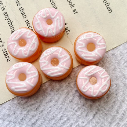 Lampwork Glass Beads Donut 15mm Hand Painted Glossy Finish 10pcs 10