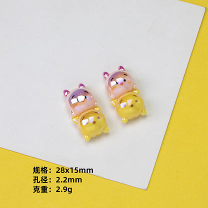 Cartoon Character Stack Series Resin Beads Glossy Jenga Block Shape 20pcs 7