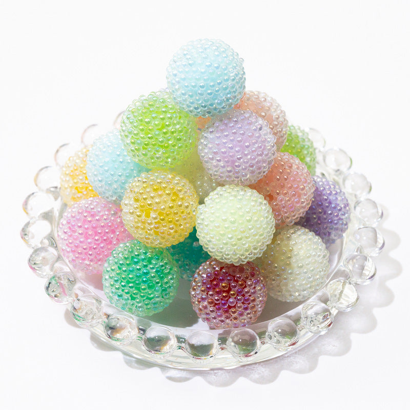 Opaque Bubblegum Beads 15-19mm Macaron Textured Raised Dots 10pcs 5