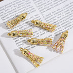 Glitter Mini PU Leather Tassels with Gold Caps 36mm 50pcs 5