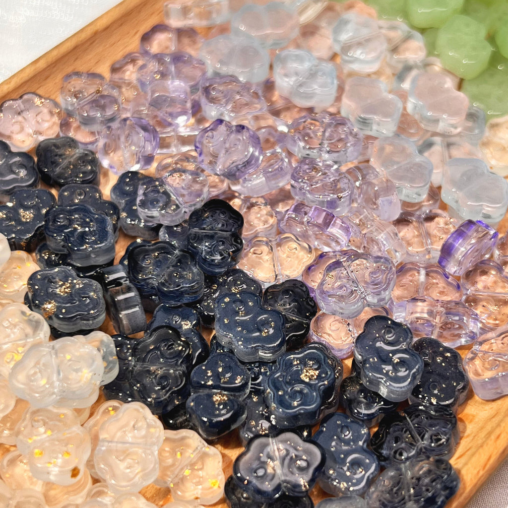 Czech Glass Beads Flower 9 13mm Imitation Jade Jelly Colors 30pcs