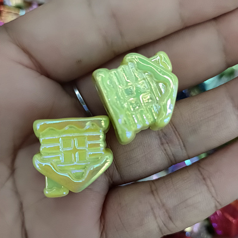 Glow In The Dark Cottage Acrylic Beads 21mm Iridescent Plated 50pcs 8