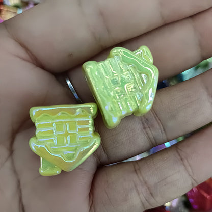 Glow In The Dark Cottage Acrylic Beads 21mm Iridescent Plated 50pcs 8