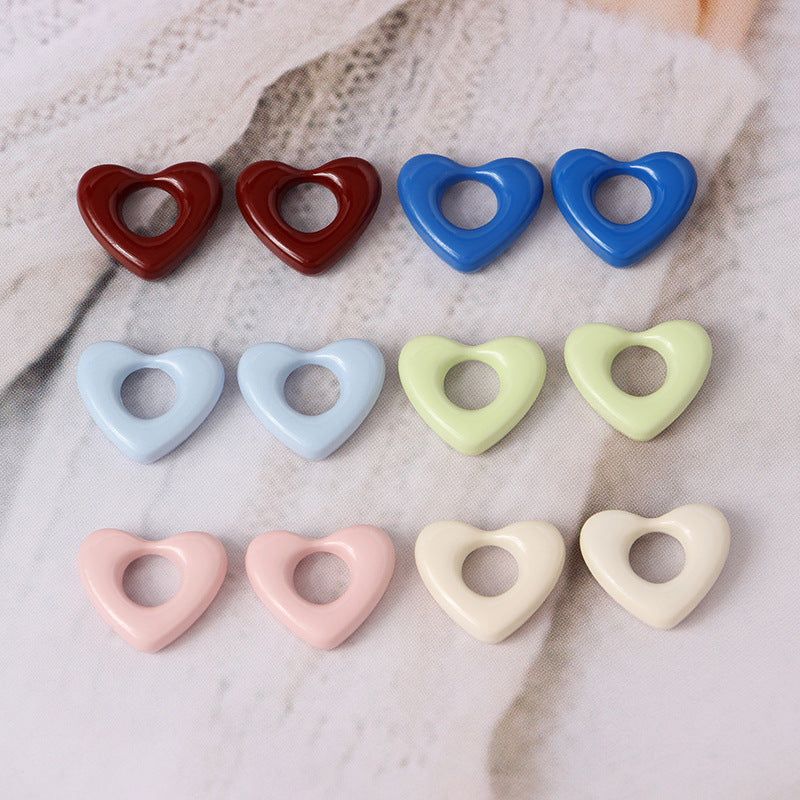 Heart Metal Beads 15mm Morandi Color Hollow Alloy 10pcs 3
