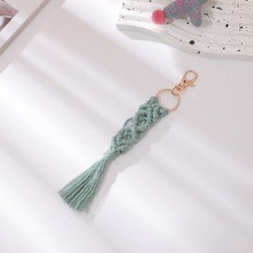 Hand Woven Tassel Crochet Keychain Cotton Linen Boho 2pcs 7