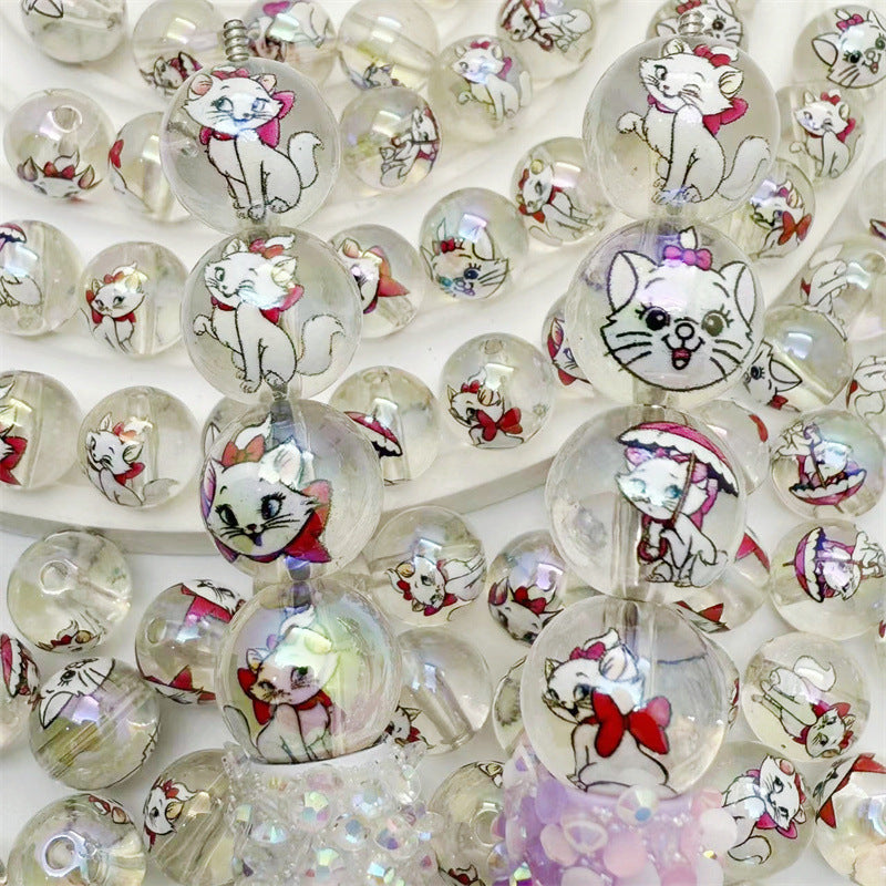 Round Acrylic Beads 16mm Clear Marie Printed 50pcs 2