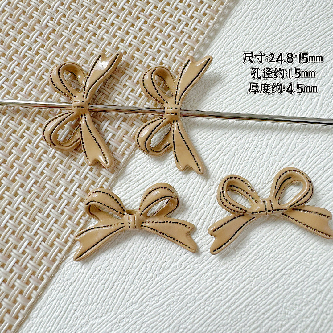 Bow Metal Beads 24mm Painted Lace Pastel Colors 20pcs 13