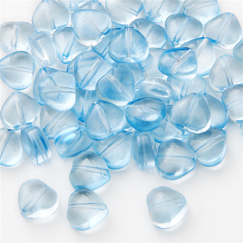 Heart Shape Glass Beads 8mm Frosted Iridescent Pastel 20pcs 10