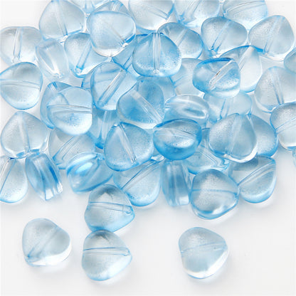 Heart Shape Glass Beads 8mm Frosted Iridescent Pastel 20pcs 10
