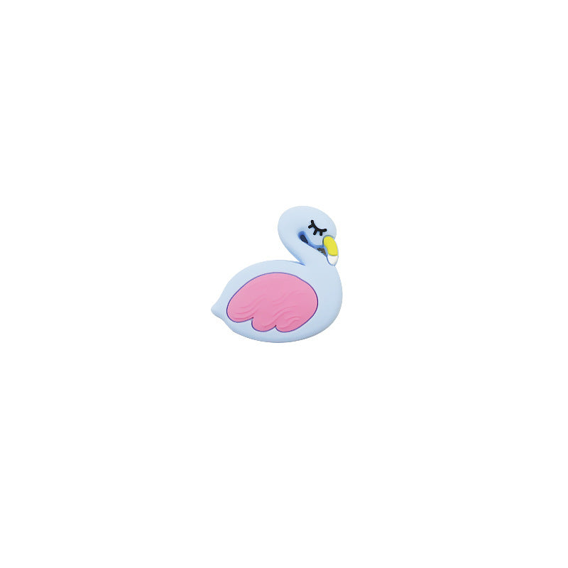 Silicone Focal Beads Flamingo Sleeping Pose Pastel Colors 10pcs 10