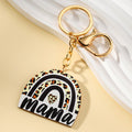 Wood Leopard Animal Print Rainbow Keychain for Moms 6