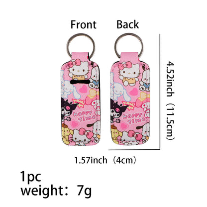 Neoprene Chapstick Holder Keychain Sanri Pattern Kawaii Animal 3pcs 14