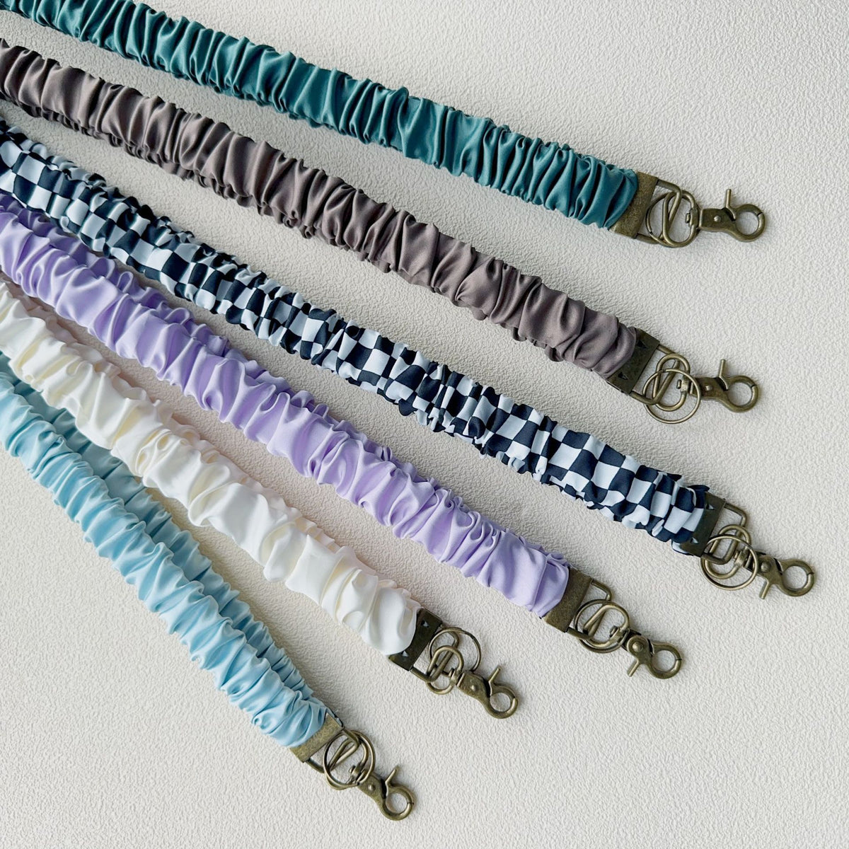 Stretchy Satin Scrunchie Lanyard Keychain Ruched Texture 49cm 1pc
