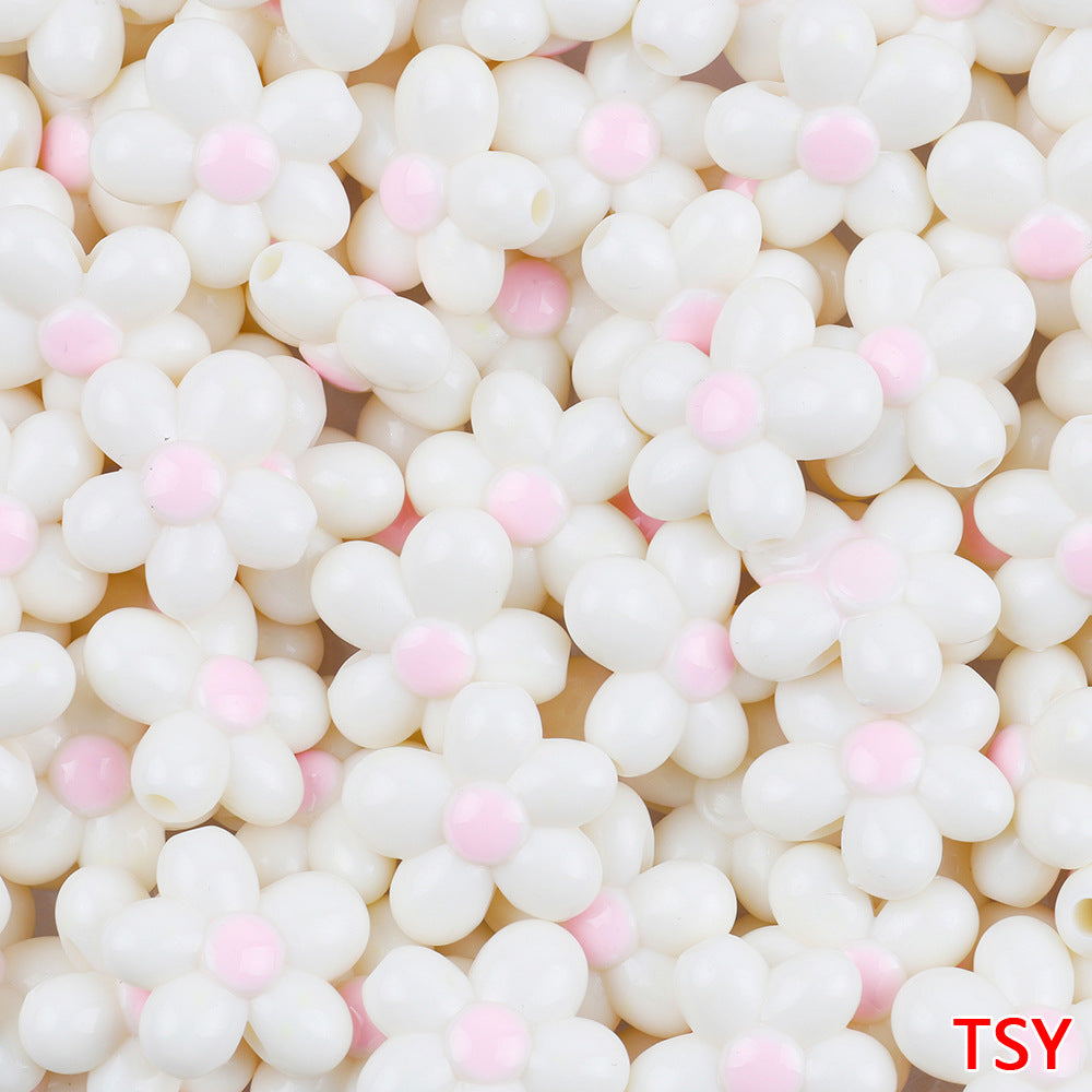 Glow In The Dark Five-Petal Flower Acrylic Beads 21mm Bicolor 10pcs 13