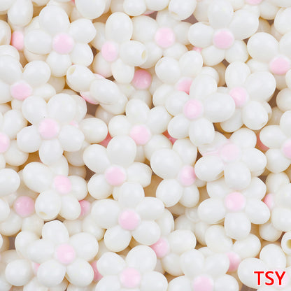 Glow In The Dark Five-Petal Flower Acrylic Beads 21mm Bicolor 10pcs 13
