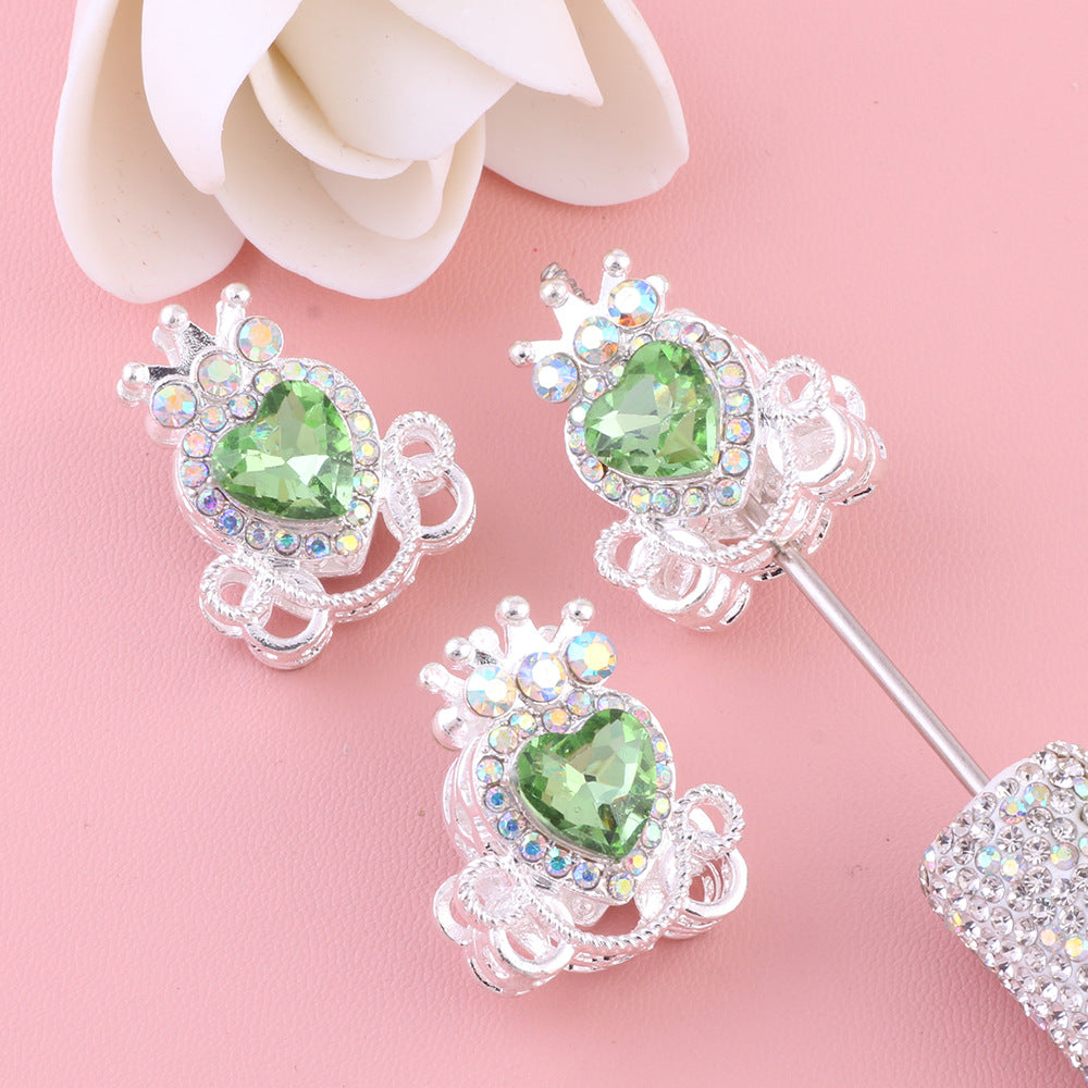 Heart Pumpkin Carriage Rhinestone Beads 28mm Alloy Pave Multi Color 5pcs 12