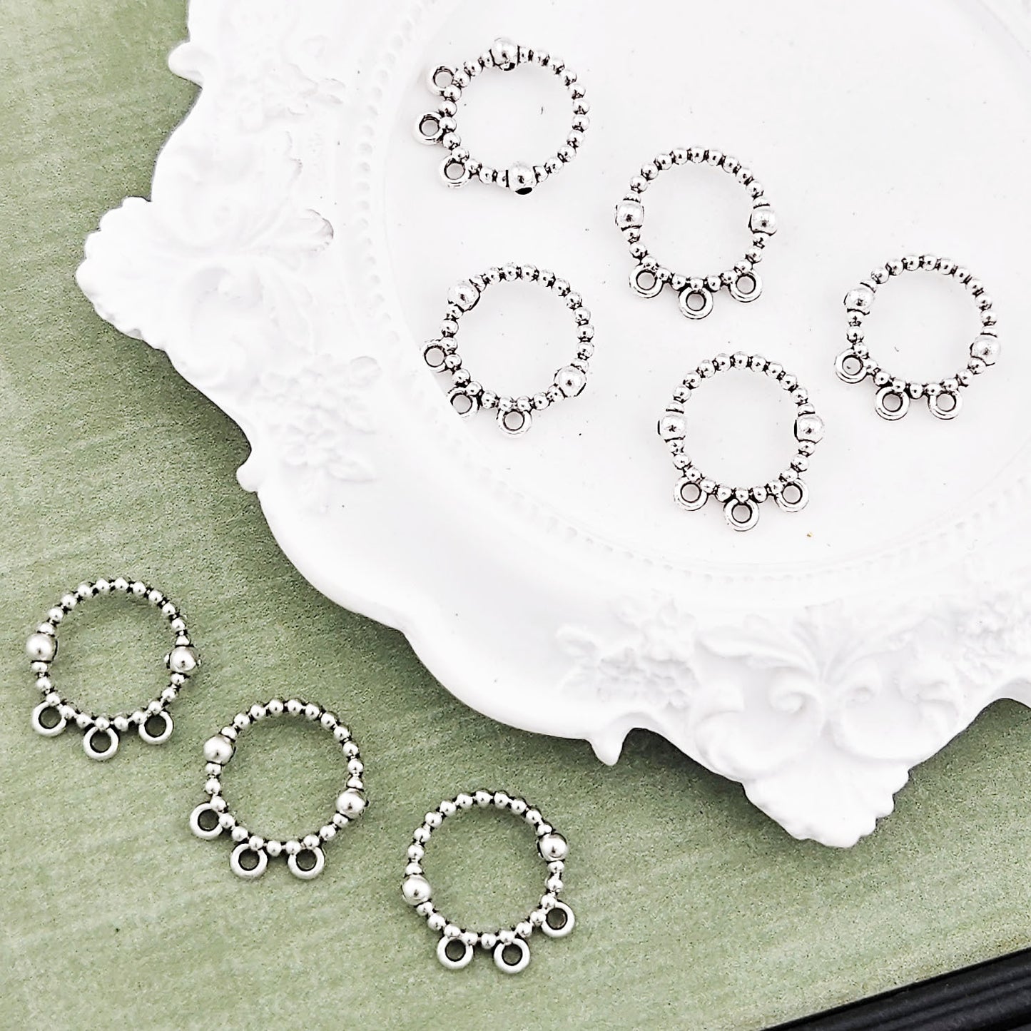 Bubble Ring Metal Bead Frames 17mm With Three Hanging Holes 40pcs 4