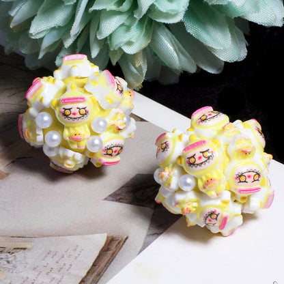 Embellished Bubblegum Beads 20mm Labub Polymer Clay Detailed 5pcs 8