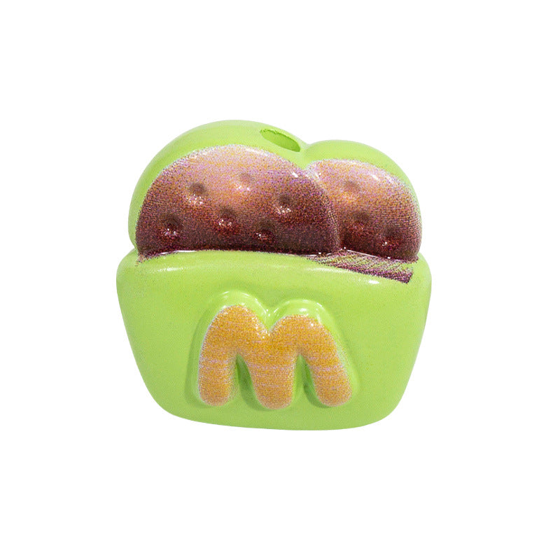 Painted Mcdon Fries Acrylic Beads 22mm Colorful 10pcs 10