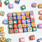 Christmas Square Acrylic Beads 14mm Colorful Printed 10pcs