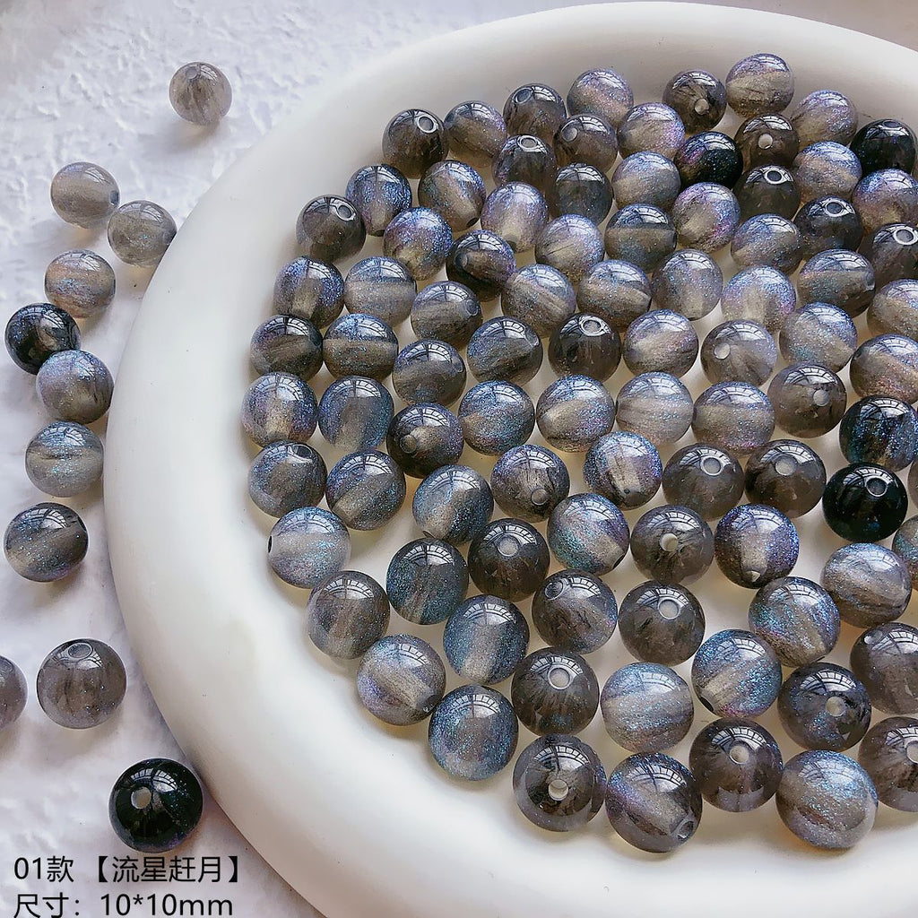 Galaxy Series Resin Beads 10mm Blue Glitter Powder 30pcs 6