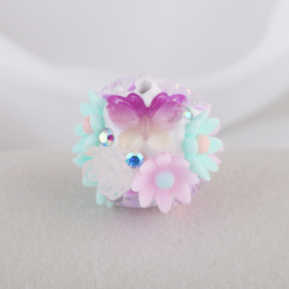 Flower Cluster Clay Beads 19mm Camellia Butterfly Bubblegum 6pcs 9