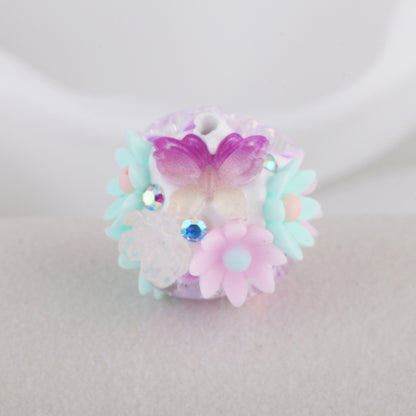 Flower Cluster Clay Beads 19mm Camellia Butterfly Bubblegum 6pcs 9