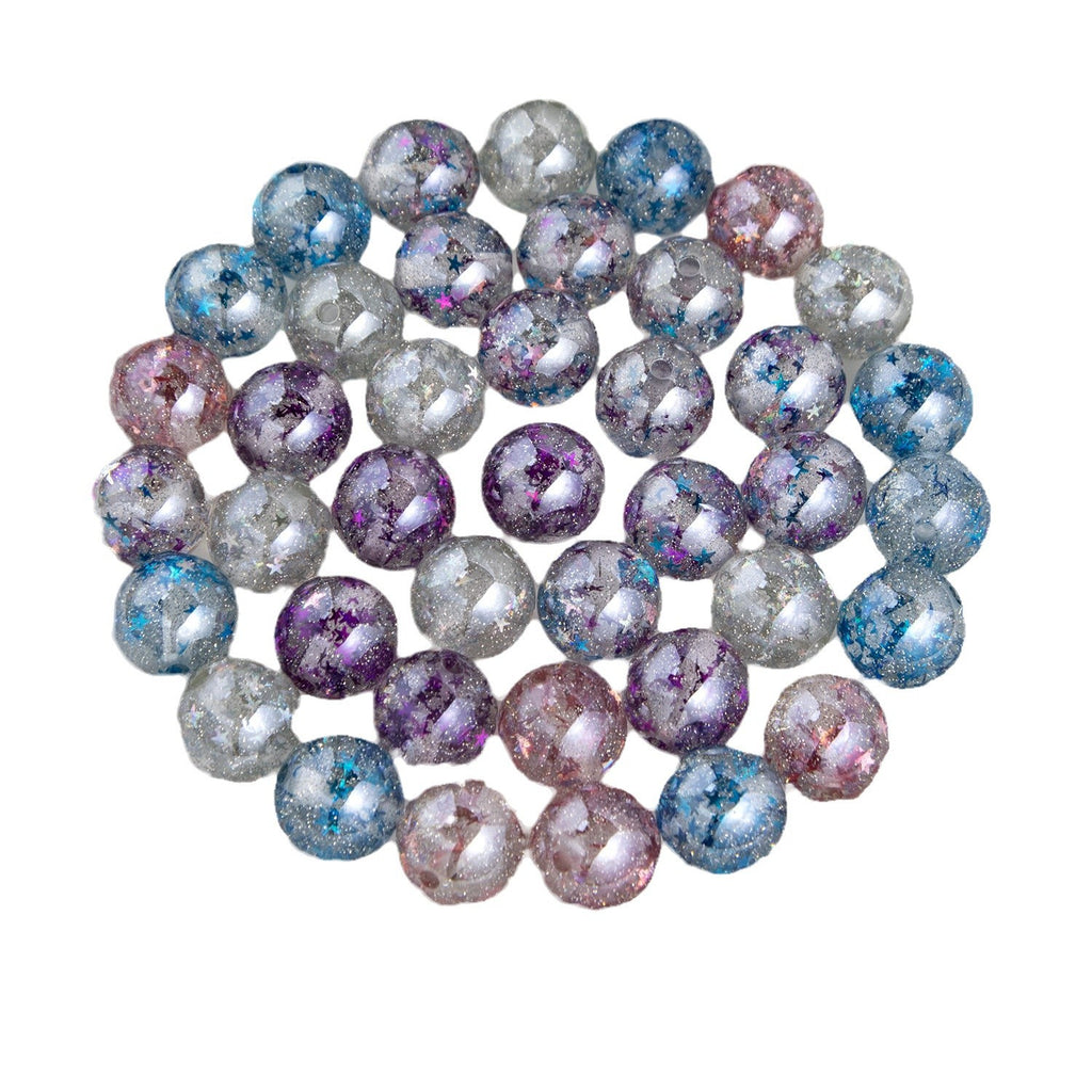 Shimmer Starry Resin Beads 16mm Round Multicolor 10pcs 5