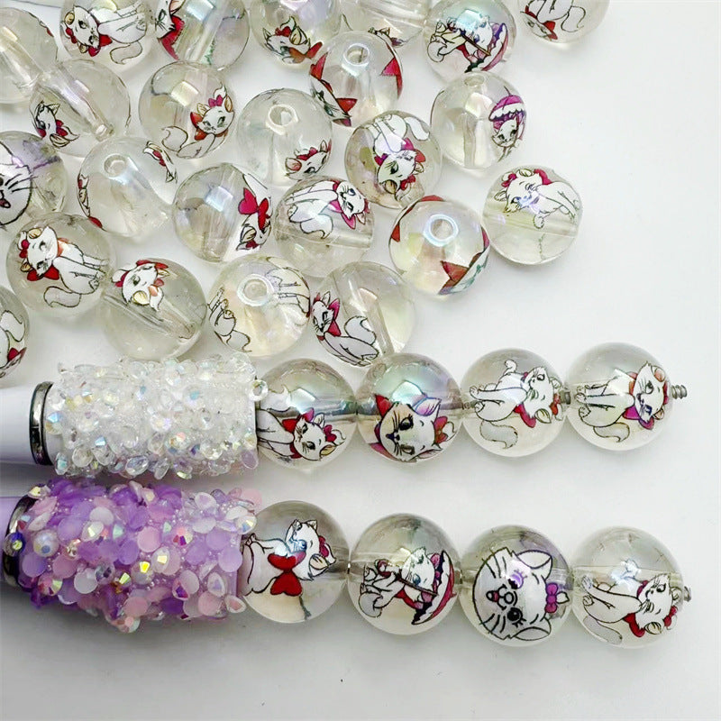 Round Acrylic Beads 16mm Clear Marie Printed 50pcs 3