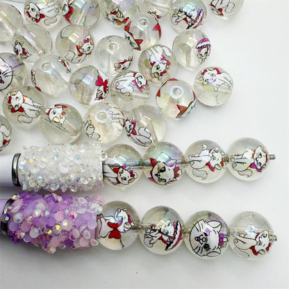 Round Acrylic Beads 16mm Clear Marie Printed 50pcs 3