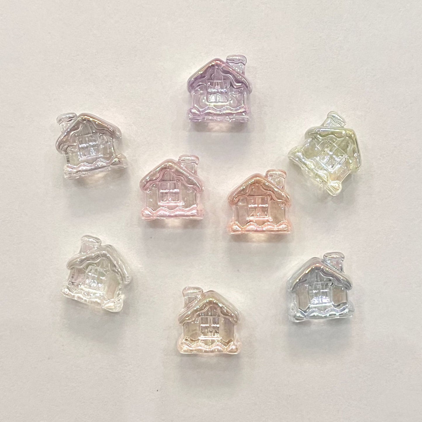 Transparent Snow House Acrylic Beads 20mm Assorted Colors 10pcs 14