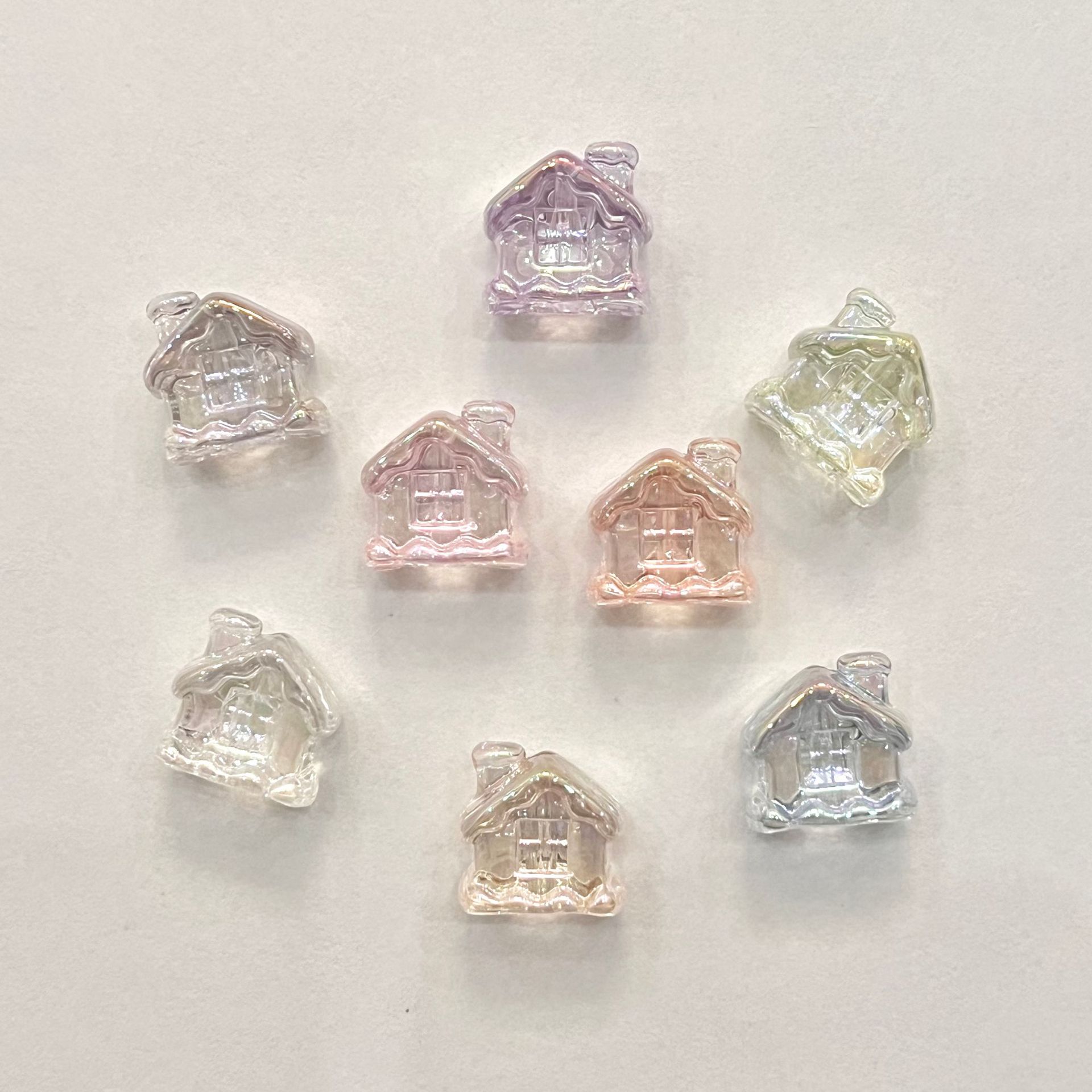 Transparent Snow House Acrylic Beads 20mm Assorted Colors 10pcs 14