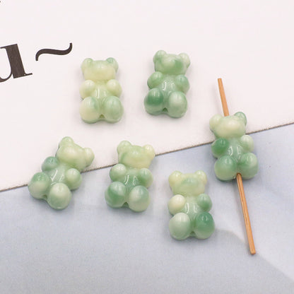 Marble Texture Bear Acrylic Beads 19mm Gradient Mixed 20pcs 9