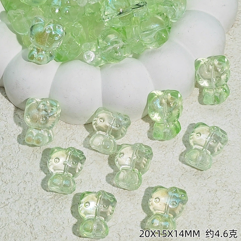 Gradient 3D Cat Figurine Glass Beads 20mm Pastel Colors 20pcs 12