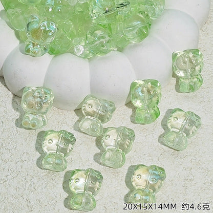 Gradient 3D Cat Figurine Glass Beads 20mm Pastel Colors 20pcs 12